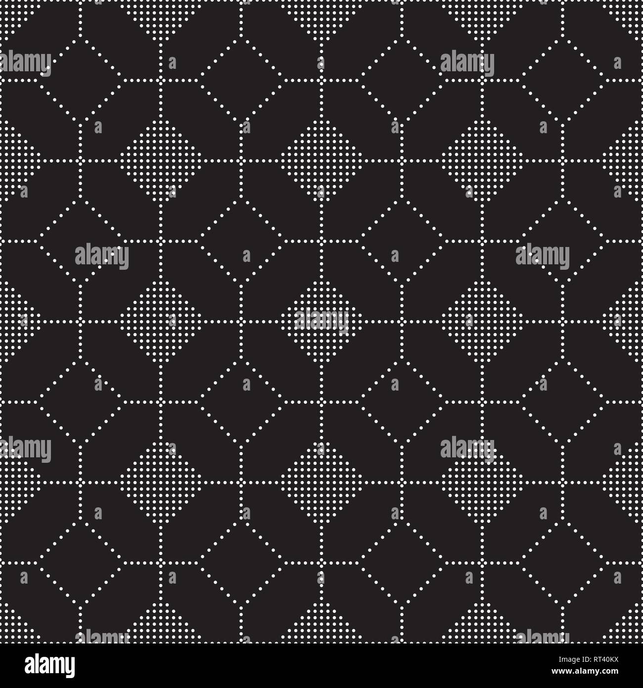 Seamless Black and White Circle Mosaic Pattern, Abstract Geometric Dots Modern Background. Stock Vector