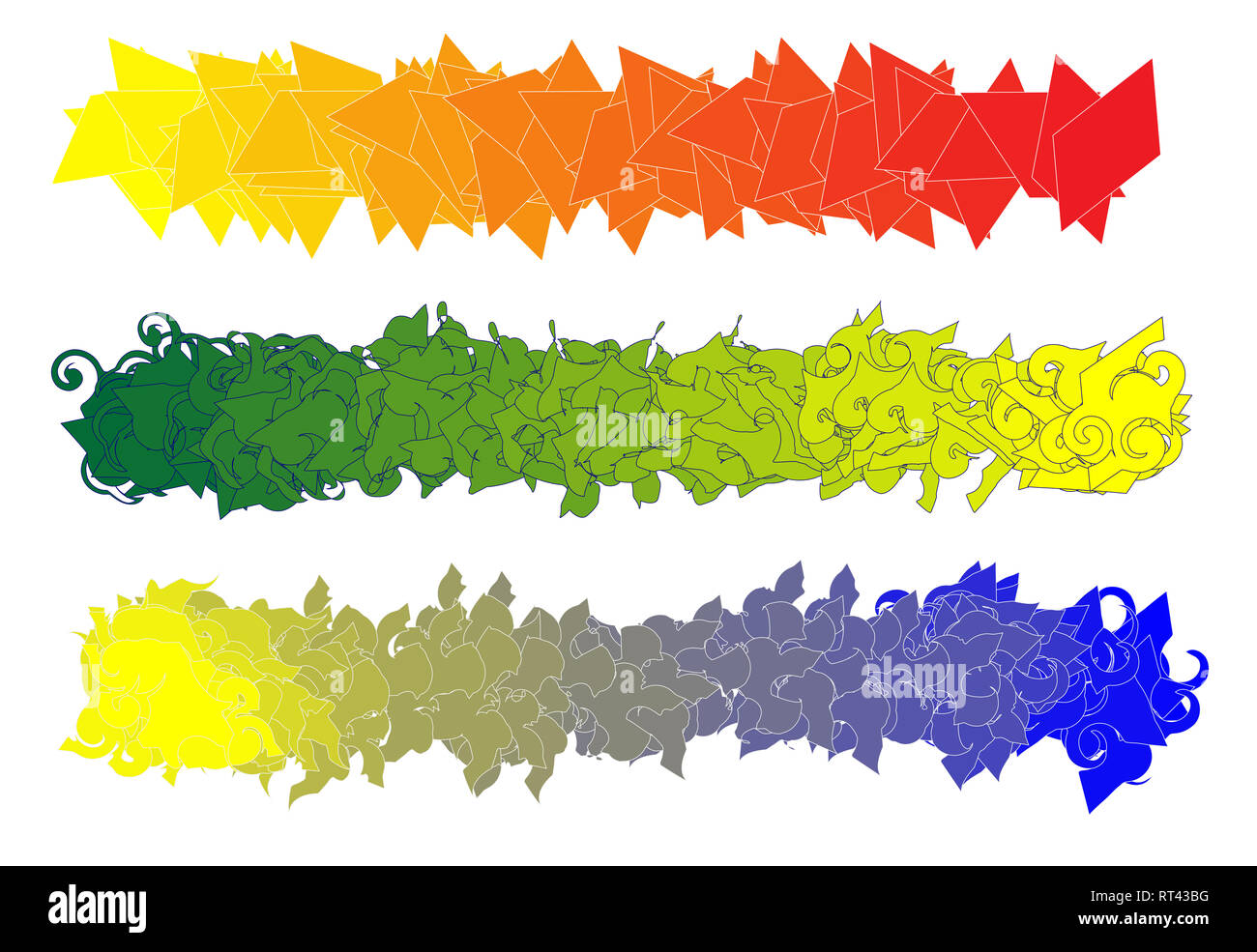 Geometric abstractions with a gradient of all colors of the rainbow ...