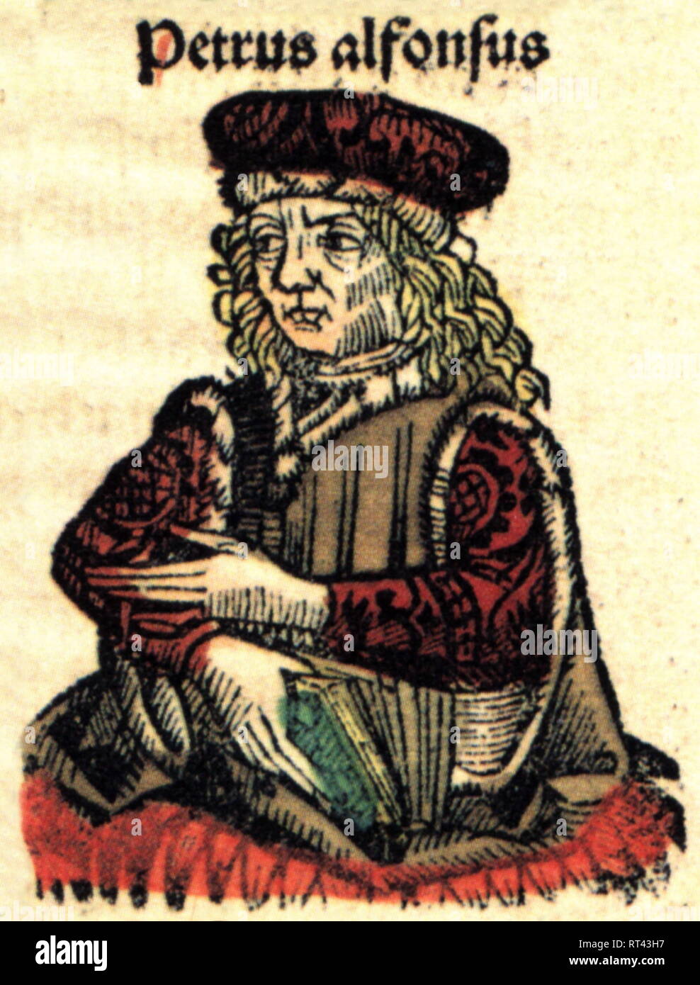Petrus Alfonsi, circa 1062 - circa 1140, Spanish physician, half-length, woodcut by Michael Wolgemut or Wilhelm Pleydenwurff to the chronicle of Hartmann Schedel, Nuremberg, 1493, Artist's Copyright has not to be cleared Stock Photo