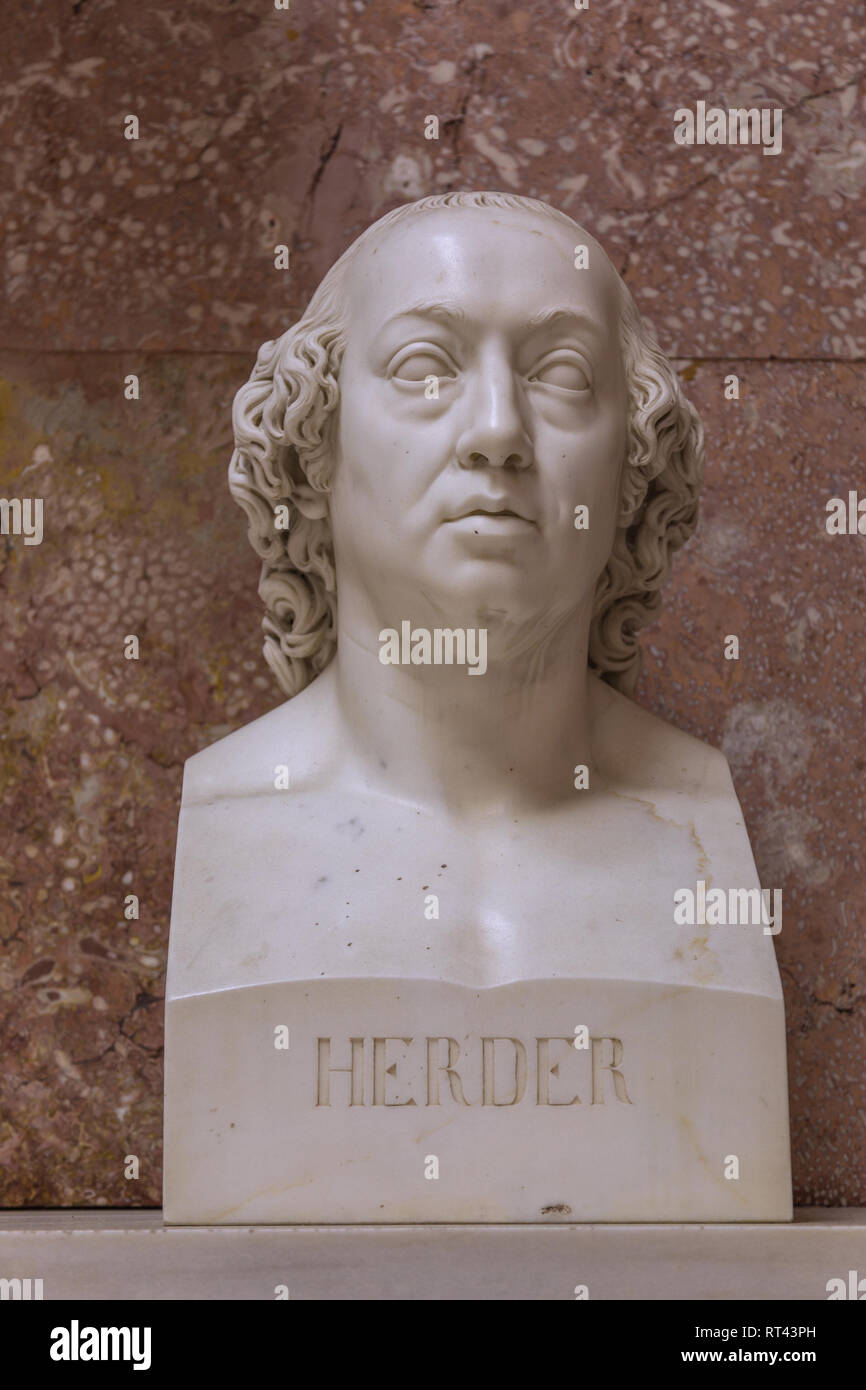 Johann Gottfried Herder, German philosopher and author / writer, bust, Walhalla memorial near Donaustauf, Germany, Additional-Rights-Clearance-Info-Not-Available Stock Photo