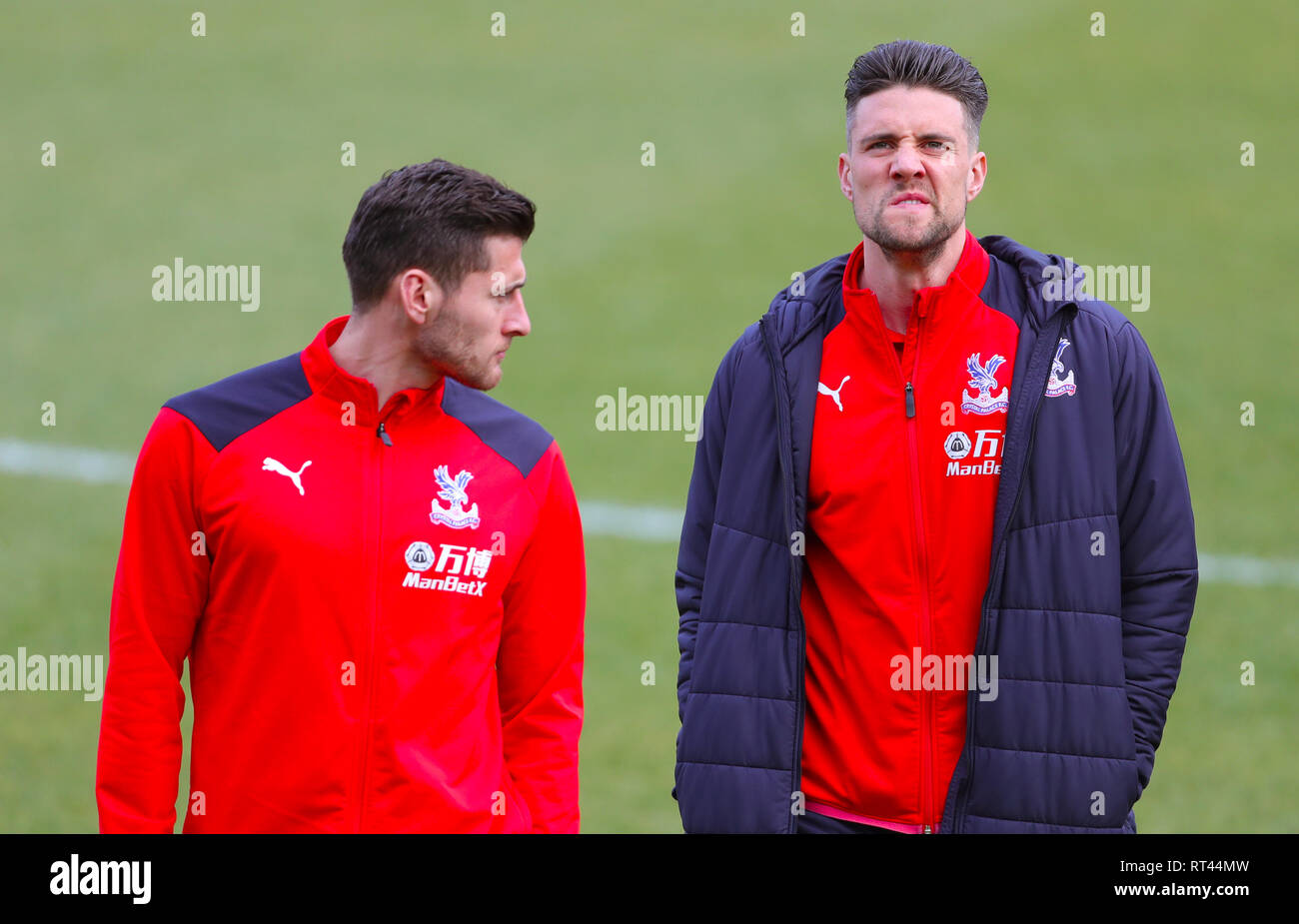 Crystal Palace's Martin Kelly (right) ahead of the match Stock Photo