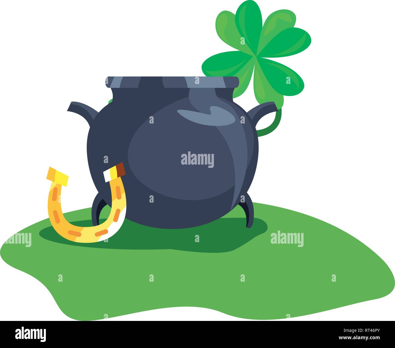cauldron horseshoe clover happy st patricks day vector illustration ...