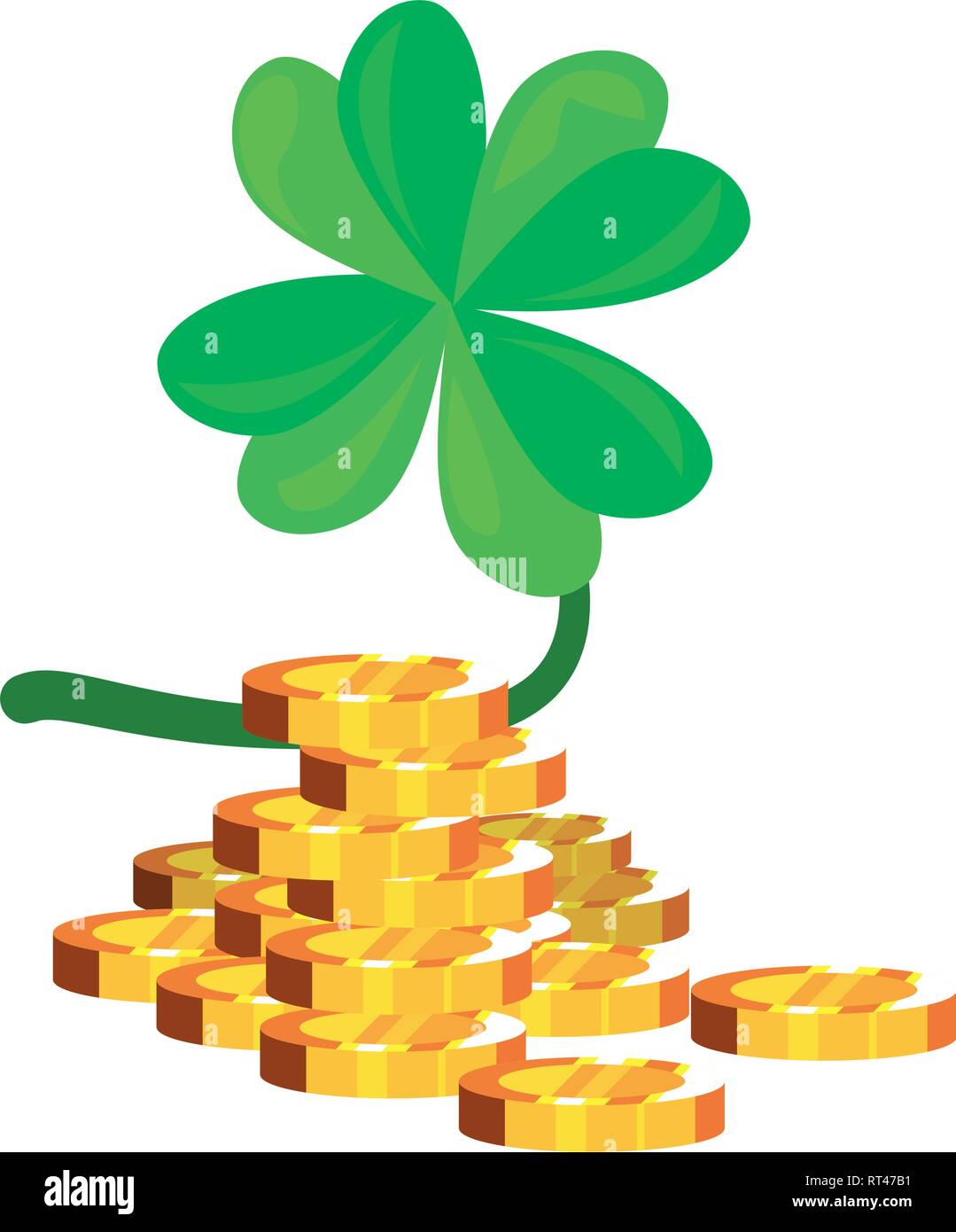 gold coins clover happy st patricks day vector illustration Stock ...
