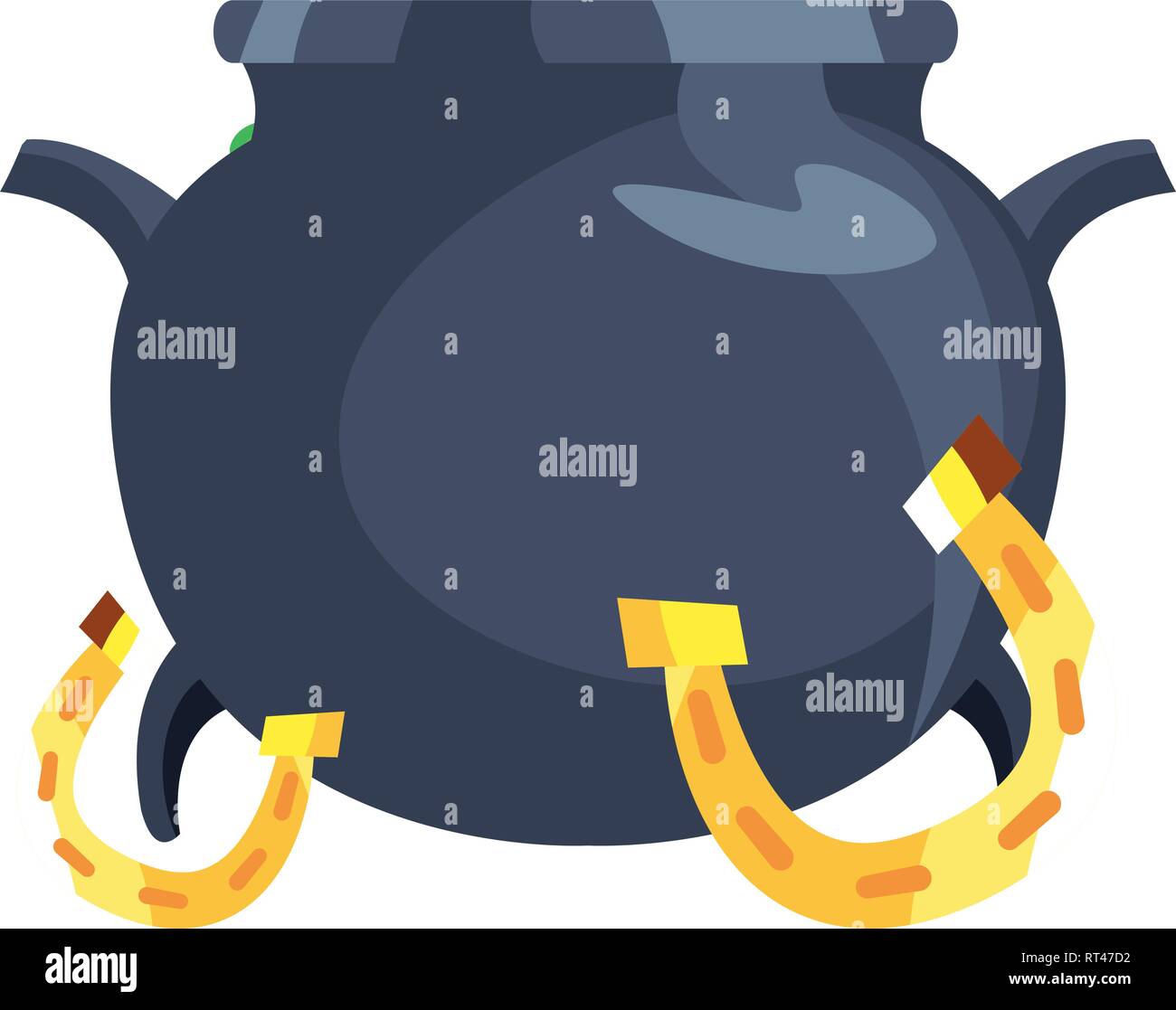cauldron and gold horseshoe happy st patricks day vector illustration ...
