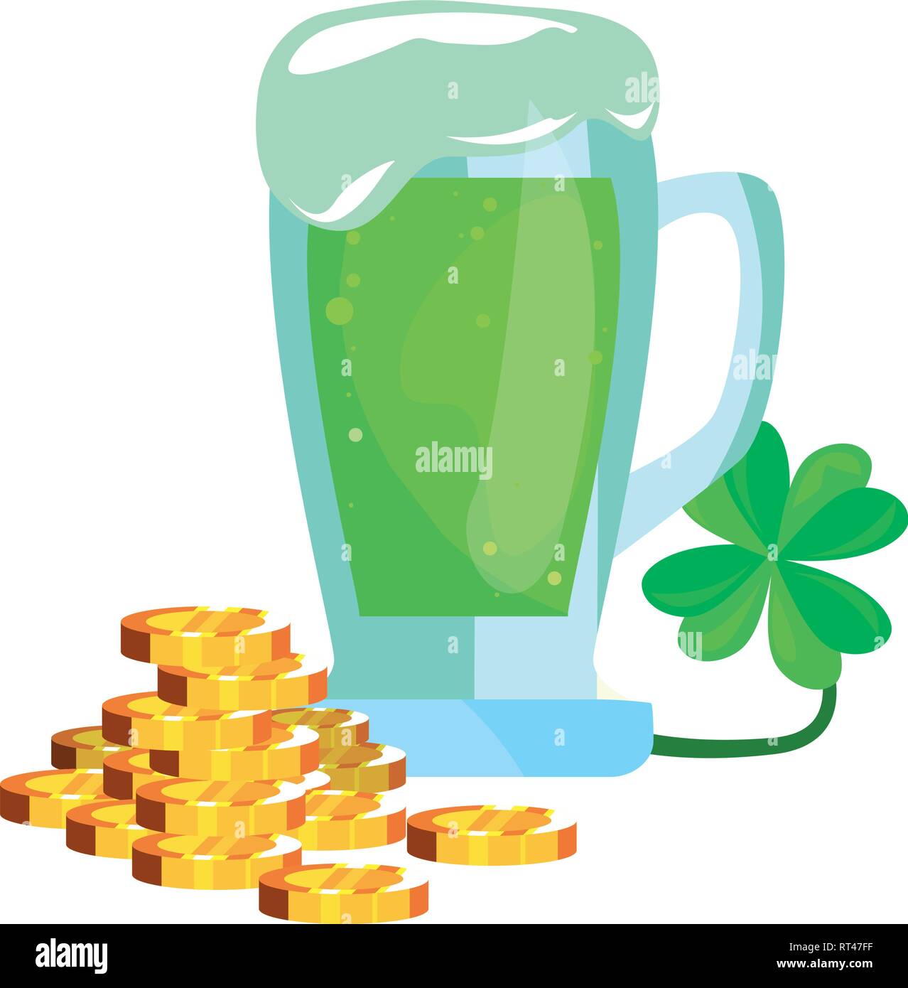 green beer gold coins clover happy st patricks day vector illustration ...