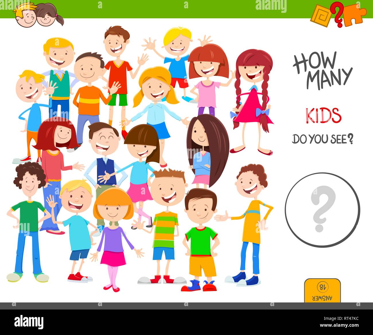 Cartoon Illustration of Educational Counting Activity Game for Children ...