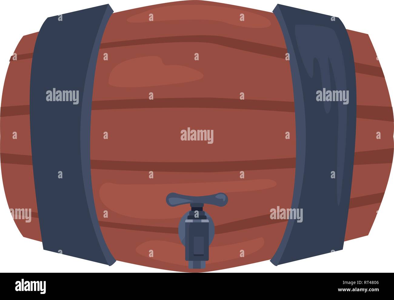 wooden barrel on white background vector illustration Stock Vector