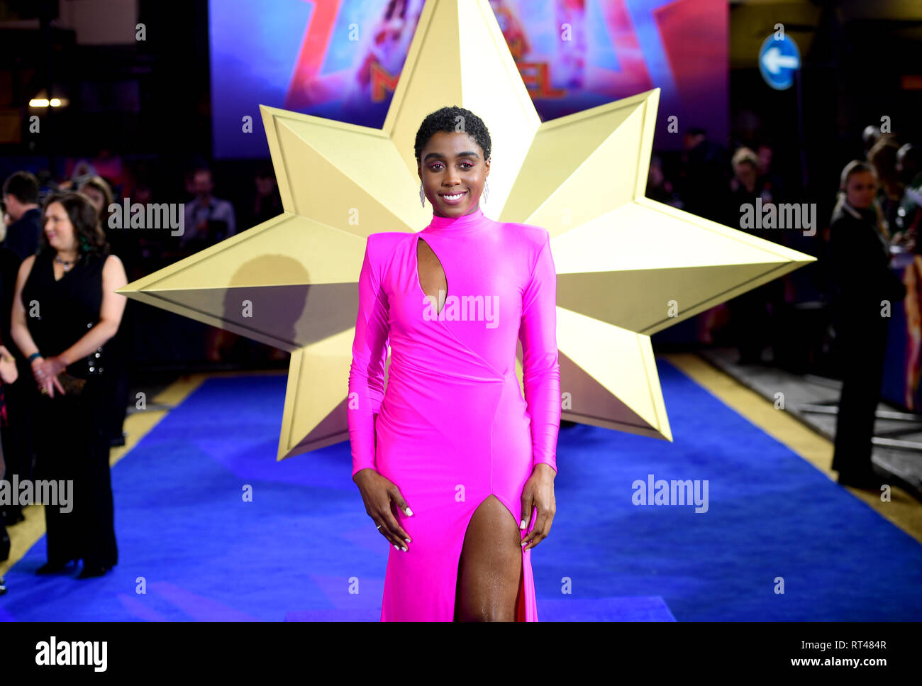 Lashana Lynch attending the Captain Marvel European Premiere held at the Curzon Mayfair, London. Picture date: Wednesday February 27, 2019. Photo credit should read: Ian West/PA Wire Stock Photo