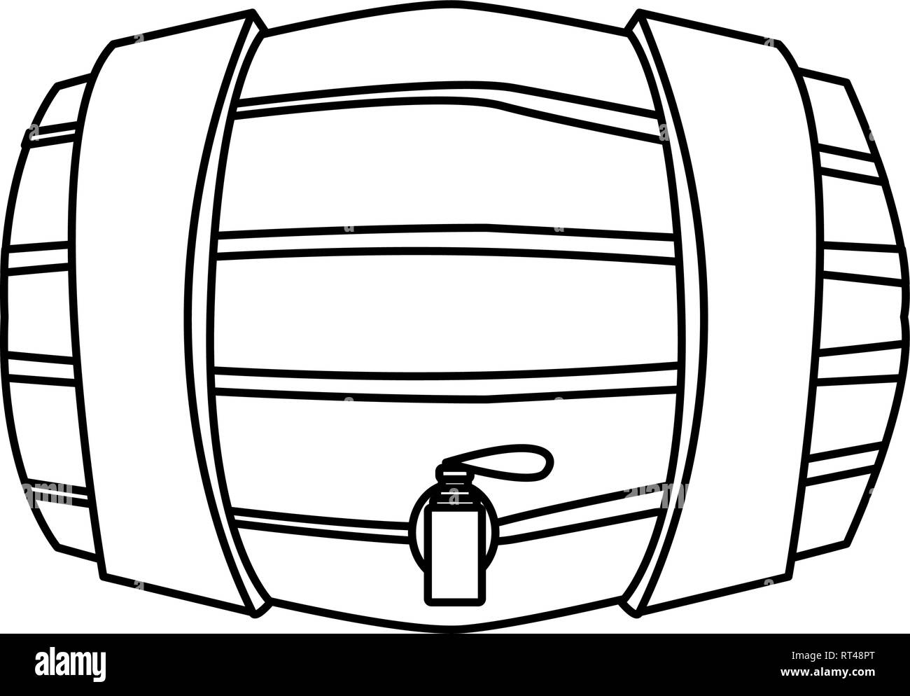 wooden barrel on white background vector illustration Stock Vector
