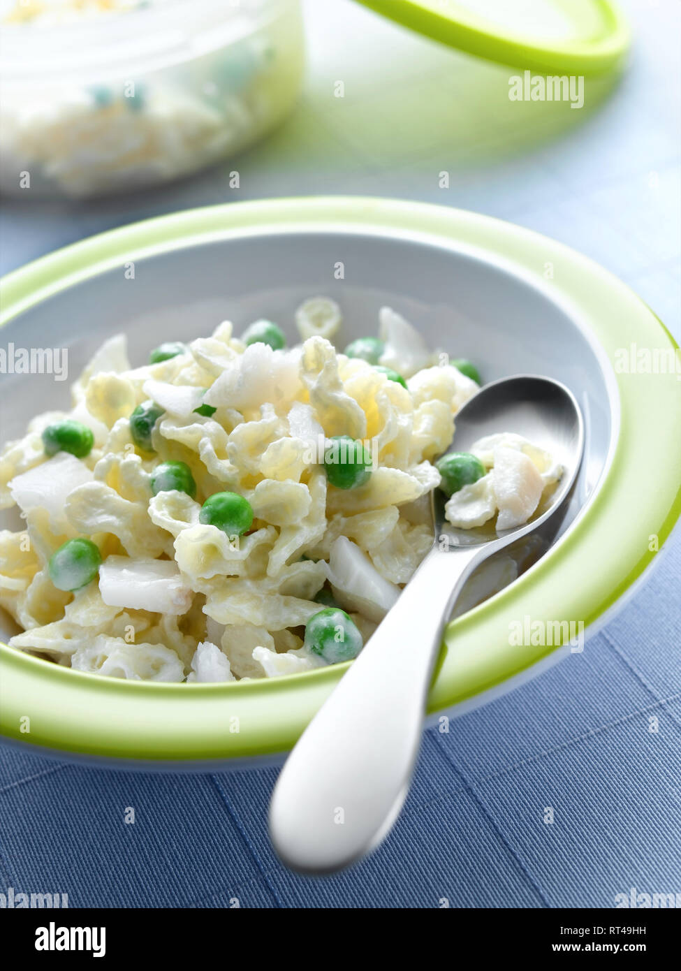 baby cheese and fish pasta Stock Photo