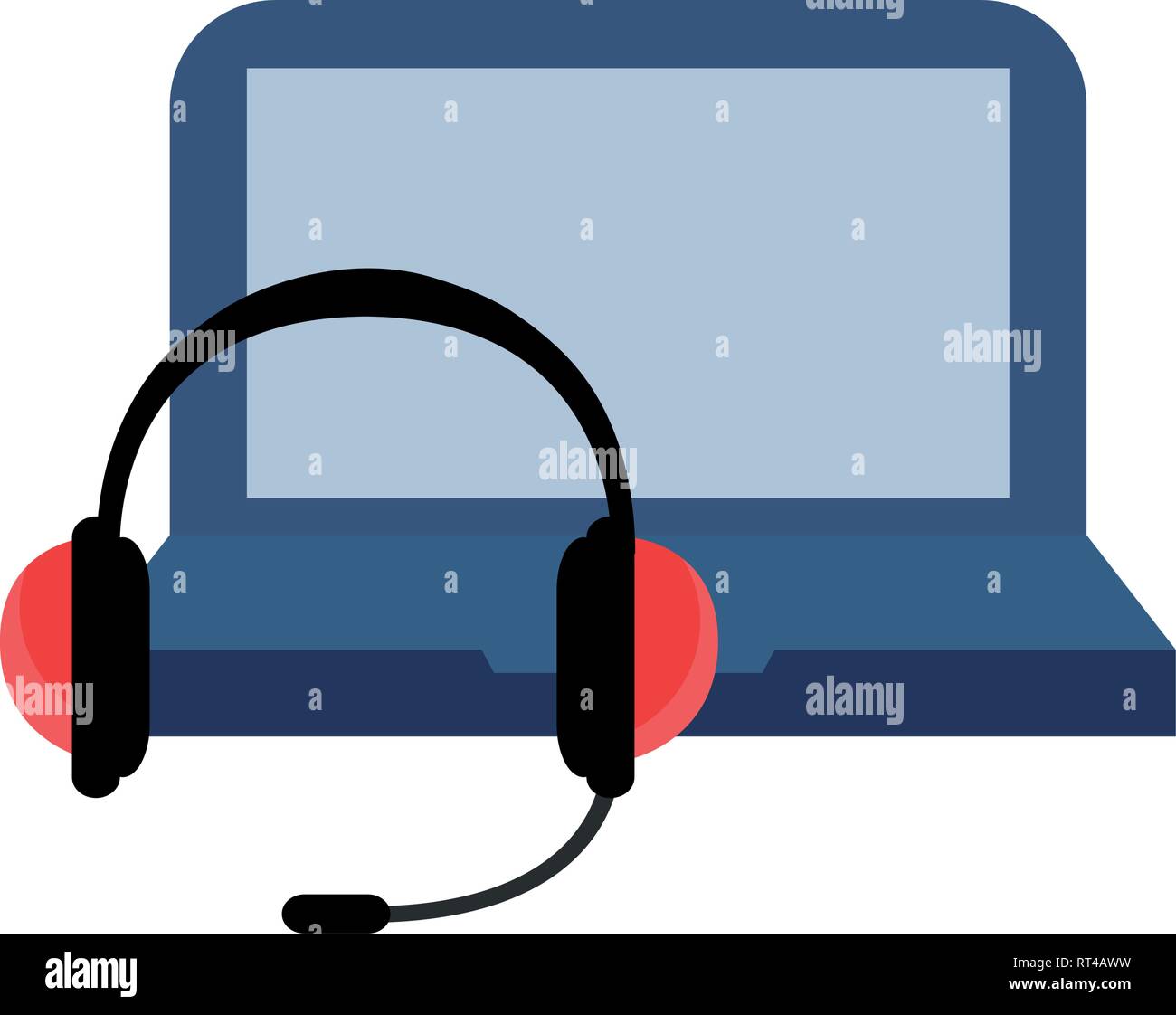 laptop headphones online education school vector illustration Stock ...