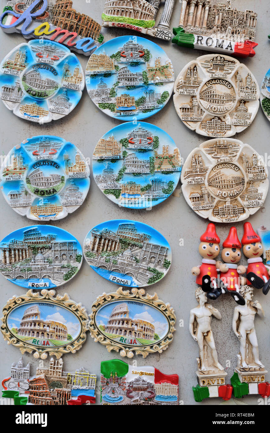 Fridge Magnets or Souvenirs of Roman Landmarks for Sale in Gift Shop Rome  Italy Stock Photo - Alamy