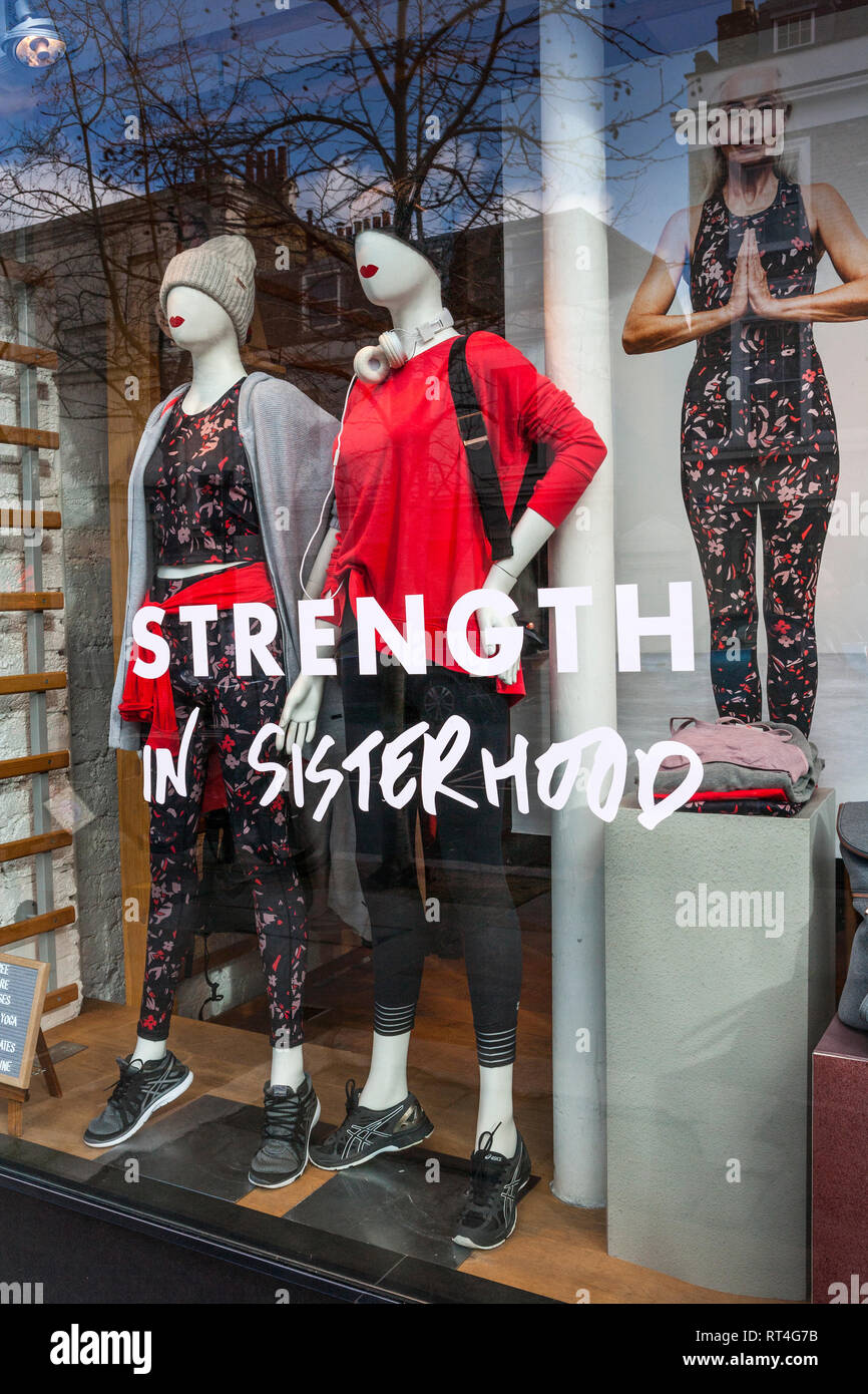 Strength in Sisterhood Shop Window, Notting Hill, London Stock Photo