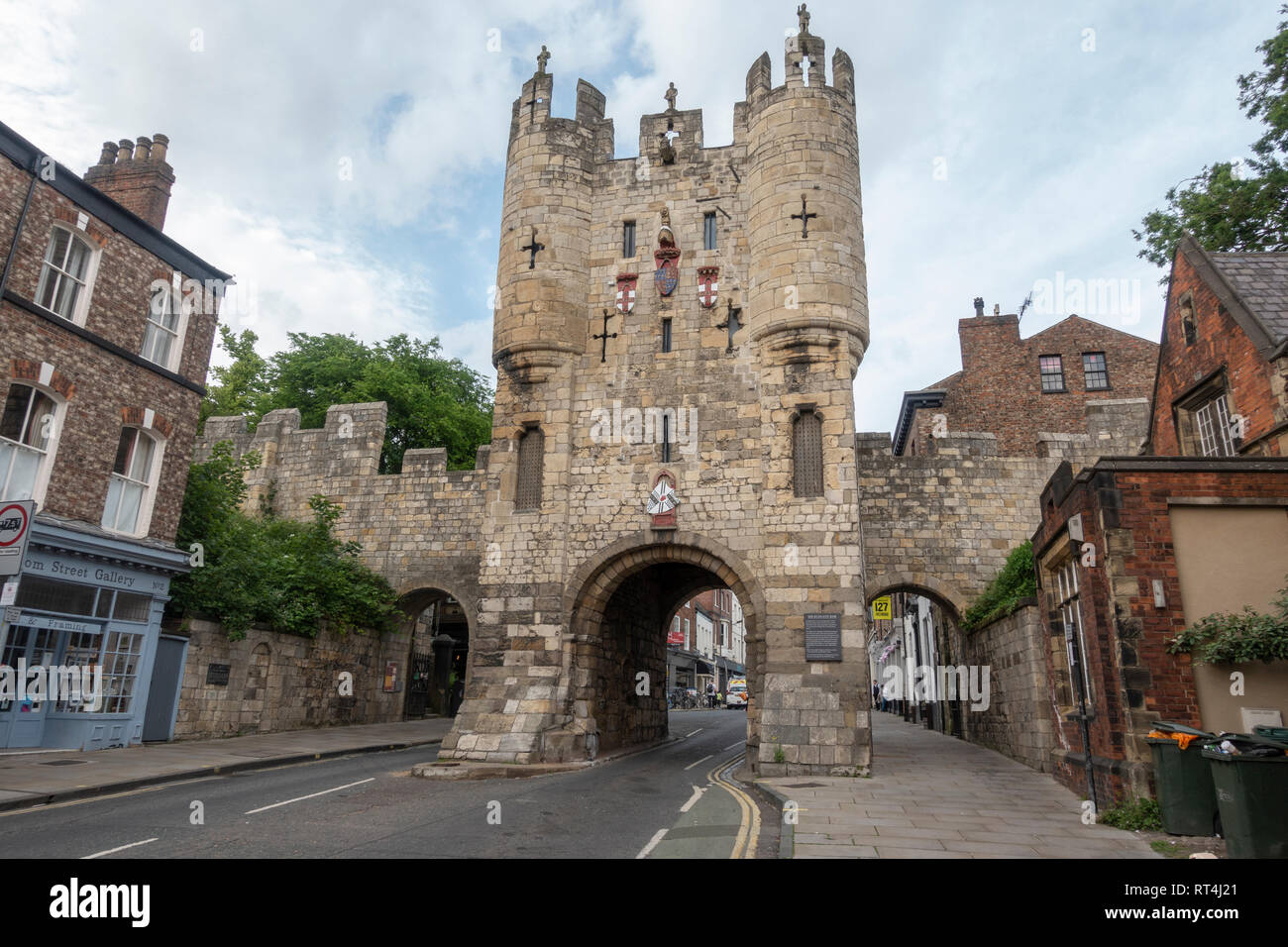 Micklegate Bar, part of the Roman City Walls, viewed from outside the wall, City of York, North Yorkshire, UK. Stock Photo