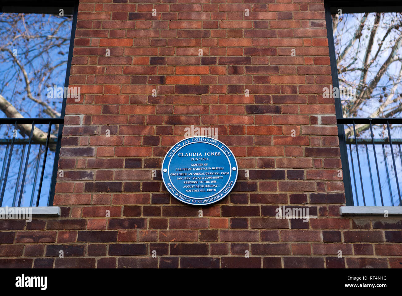 Blue Plaques celebrating individuals who organised and developed the annual Notting Hill Carnival: Claudia Jones Stock Photo