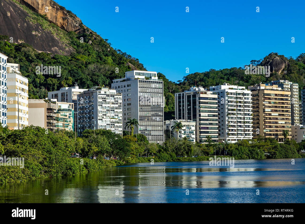 Most expensive apartments in the world. Wonderful places in the world. Lagoon and neighborhood of Ipanema, in Rio de Janeiro, Brazil, South America. Stock Photo