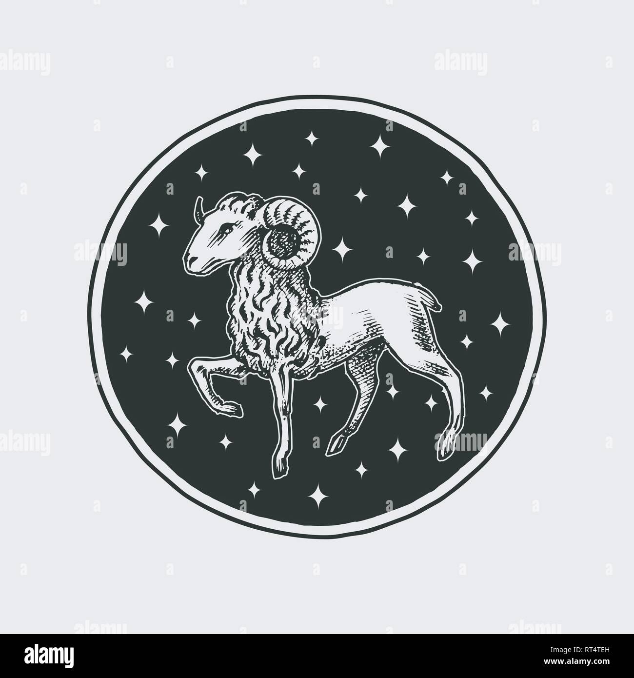 Aries Zodiac icon. Astrology horoscope with sign. Calendar template