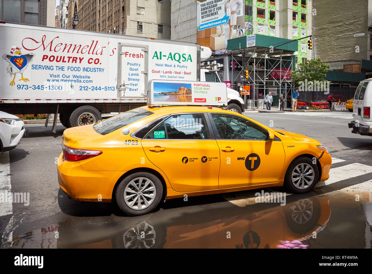 New York, USA - June 28, 2018: NYC taxi on the street of Manhattan. Stock Photo