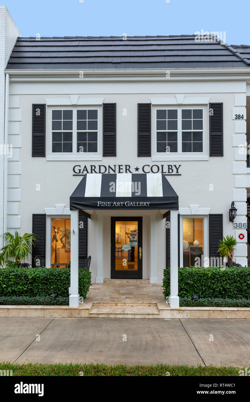 Front exterior of Gardner-Colby Fine Art Gallery, Naples, Florida, USA Stock Photo