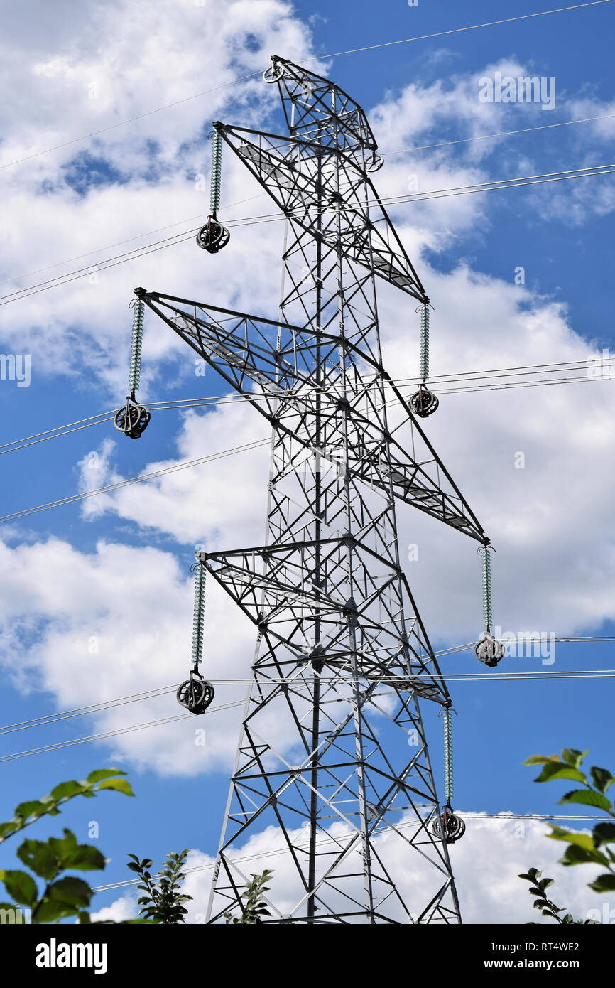 Brand new power line in construction, wiring work in progress Stock ...