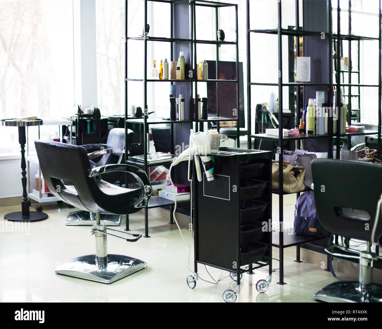 Brand new interior of european beauty salon. Work place of hair stylist Stock Photo - Alamy Brand new interior of european beauty salon. Work place of hair stylist Stock Photo - Alamy