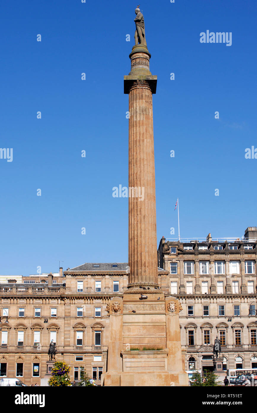 Walter Scott monument view from Glasgow City Chambers, Scotland, United Kingdom Stock Photo