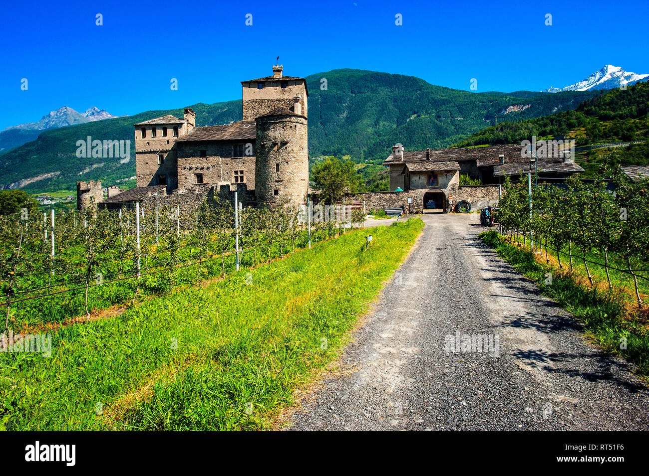 Italy Valle D'Aosta Saint Pierre Sarriod De La Tour castle Stock Photo