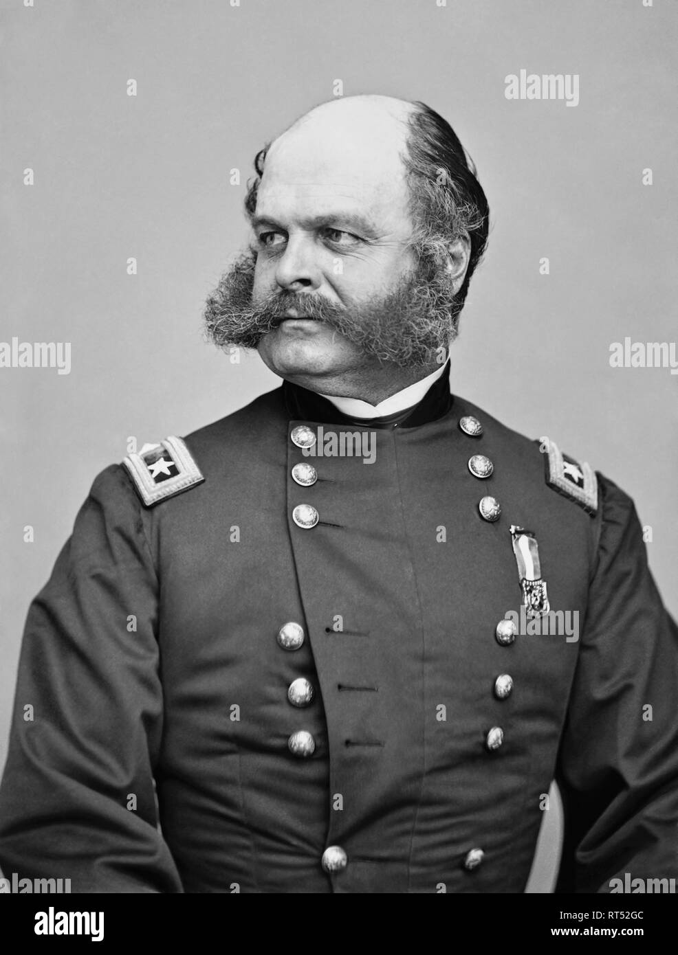 Civil War portrait of General Ambrose Burnside. Stock Photo