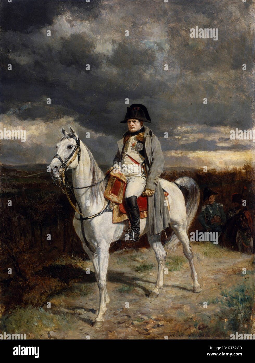 Reproduction painting of Napoleon Bonaparte on horseback. Stock Photo