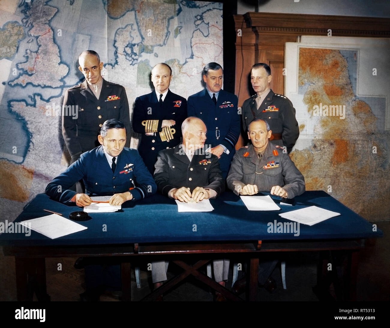 World War II photograph shows the Meeting of the Supreme Command, Allied Expeditionary Force in London. Stock Photo