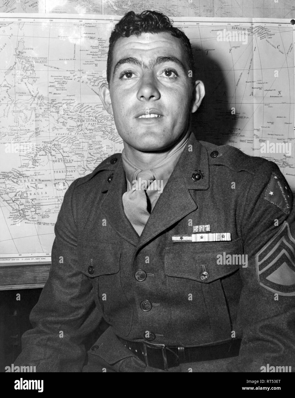 World War 2 photograph of Sergeant John Basilone, September 1943. Stock Photo