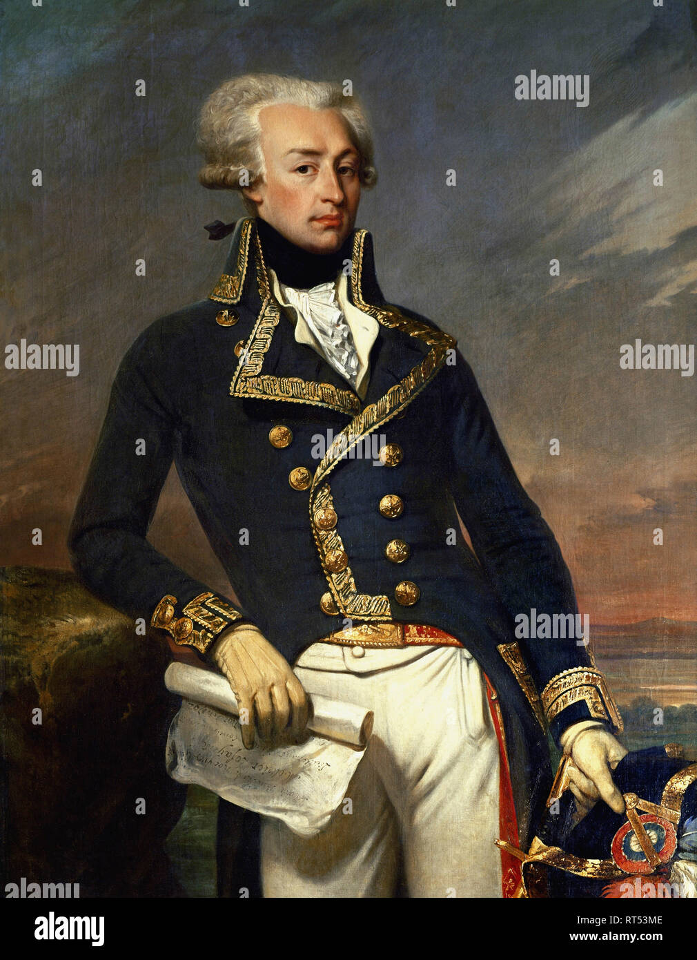 American history painting of the Marquis of De La Fayette, by Joseph-Desire Court, 1834. Stock Photo