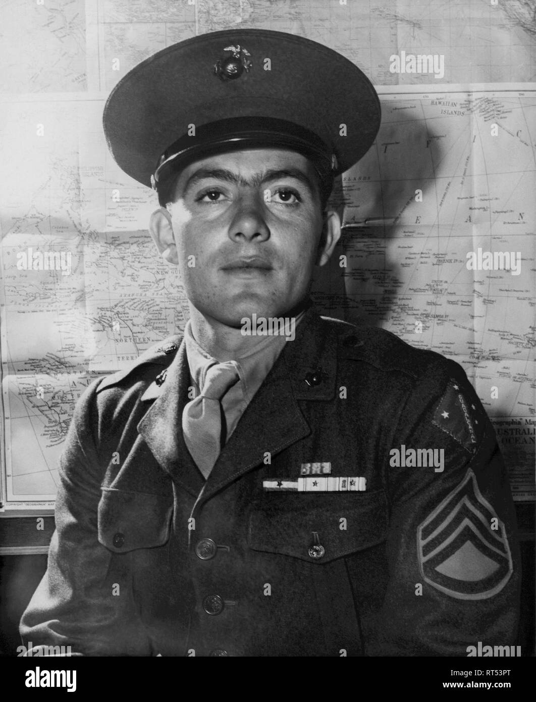 World War II photograph of Sergeant John Basilone, September 1943. Stock Photo