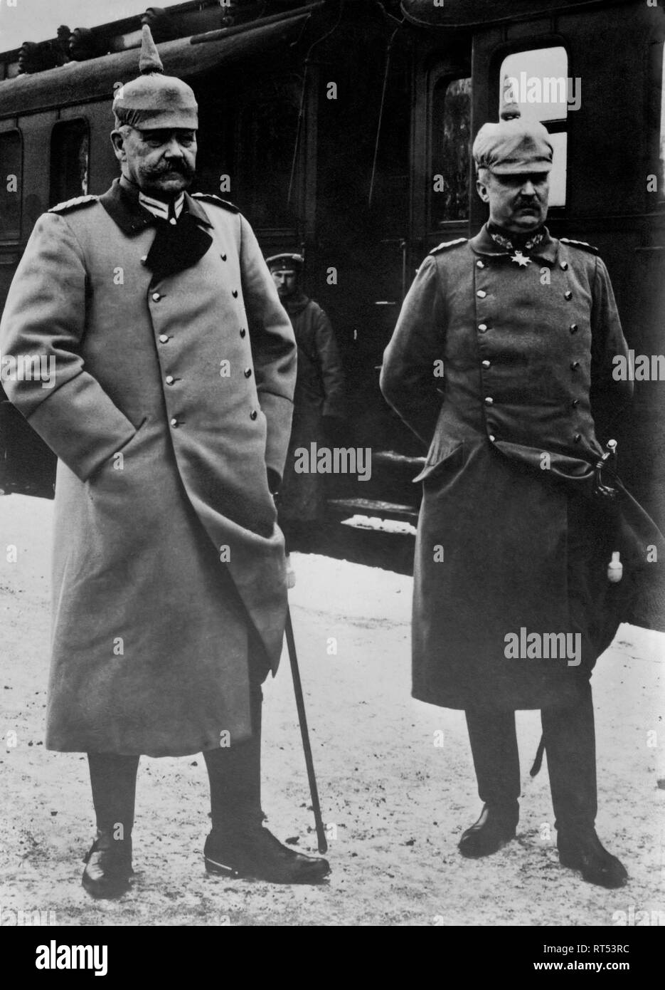 General Paul von Hindenburg and Erich Friedrich Wilhelm Ludendorff, dated 1910. Stock Photo