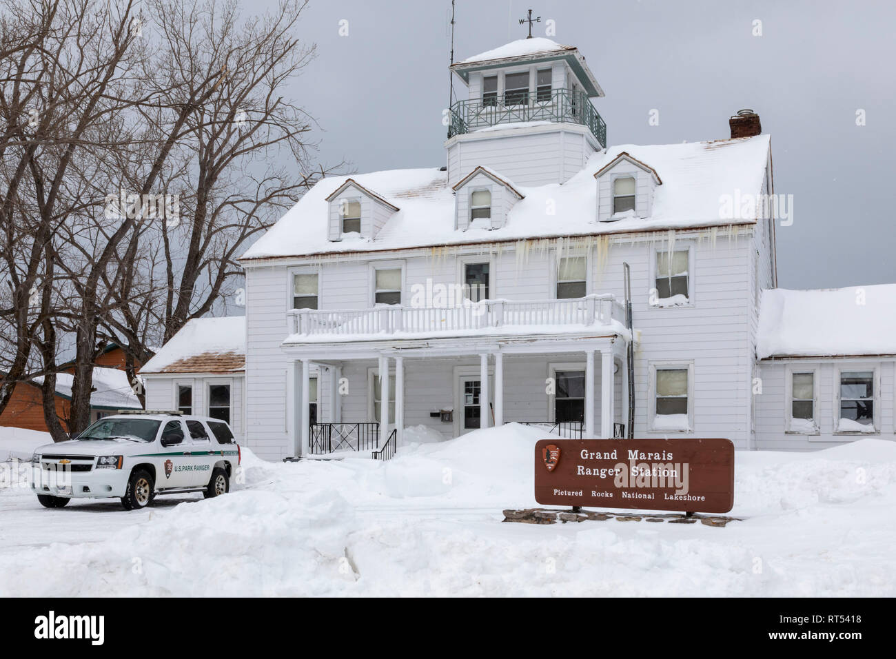 Grand Marais, Michigan - The National Park Service's ranger station for Pictured Rocks National Lakeshore. Stock Photo