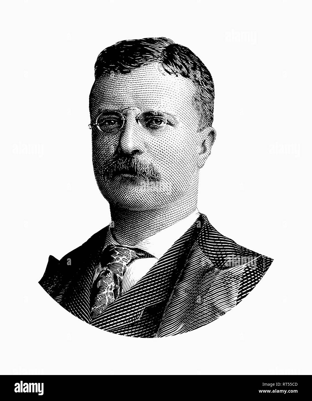 United States political history design of President Theodore Roosevelt. Stock Photo