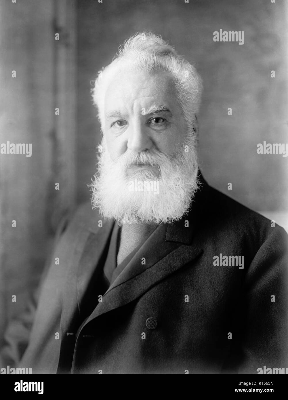 American history photograph of Alexander Graham Bell, dated 1905. Stock Photo