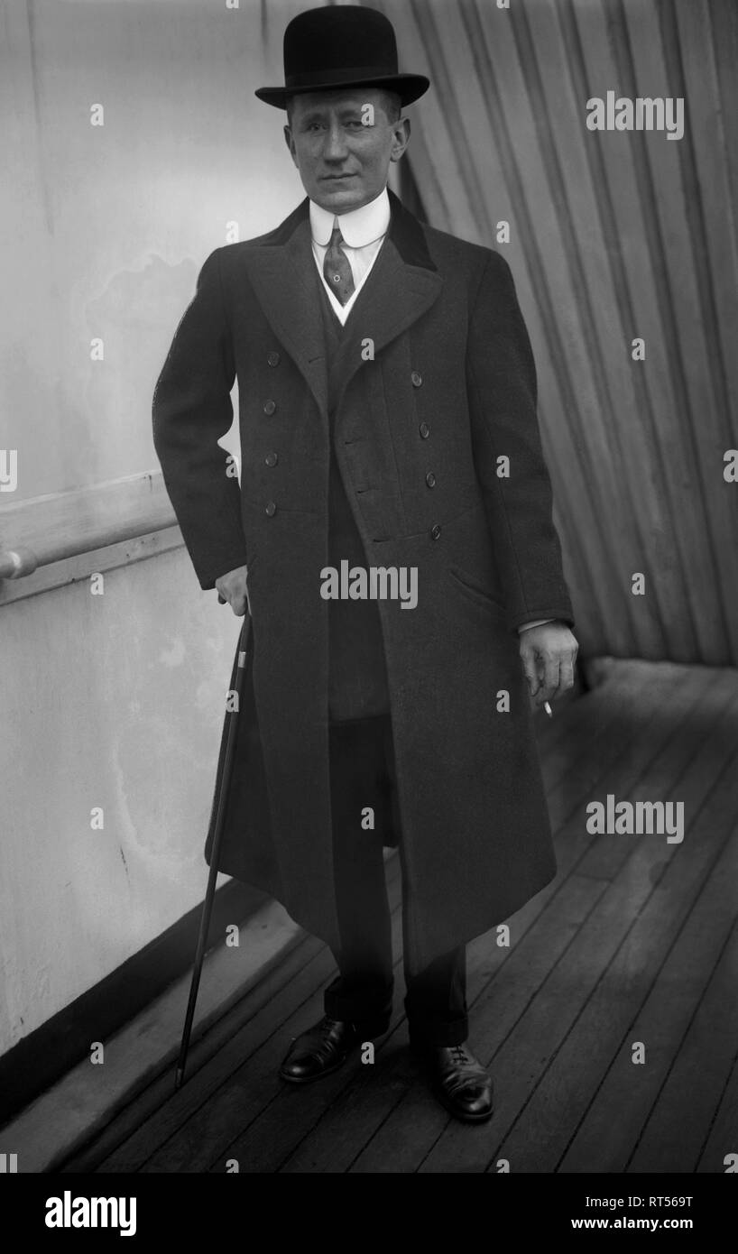 World history photograph of Italian inventor Guglielmo Marconi, 1915. Stock Photo