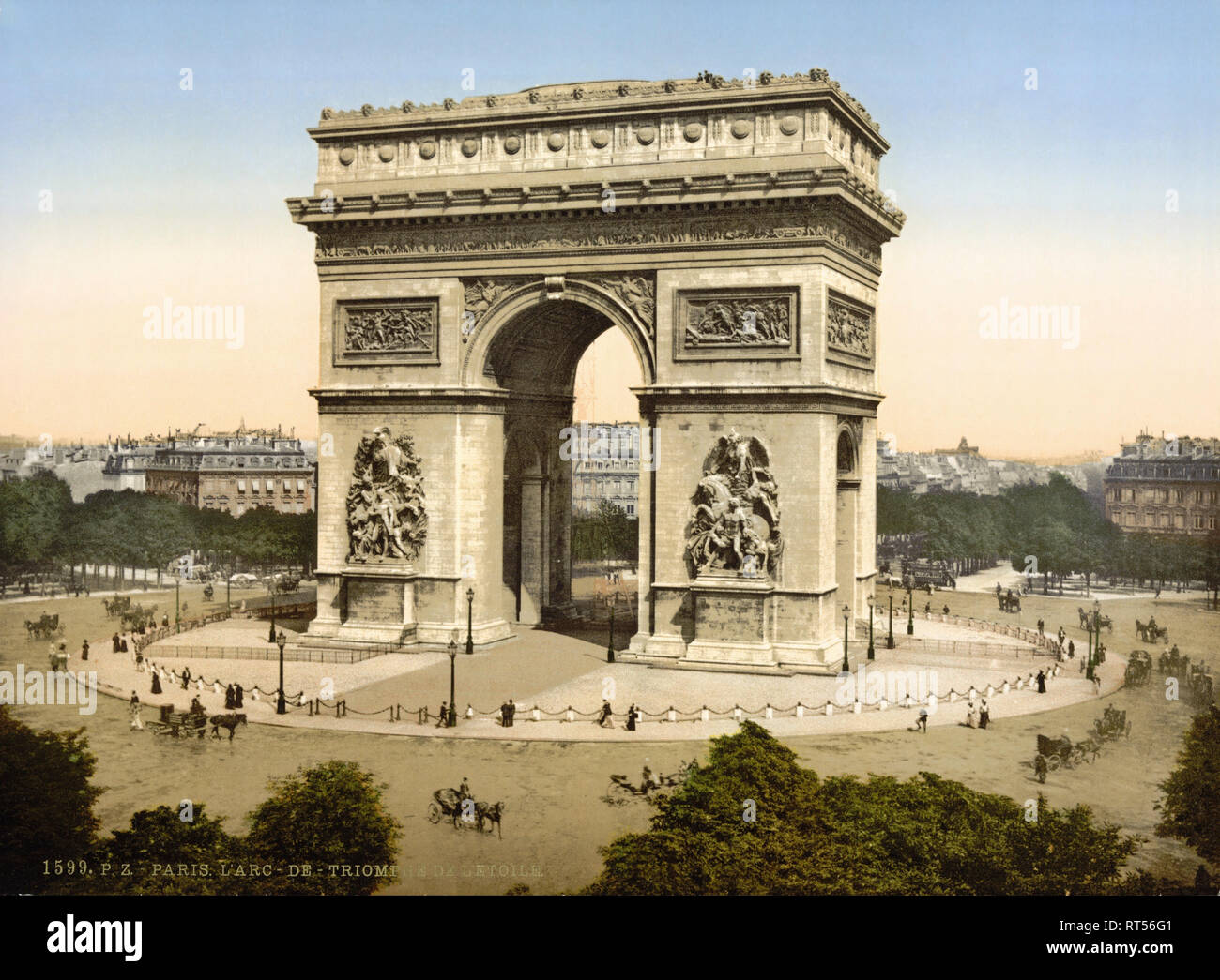 The The Arc de Triomphe de l'Ã‰toile during the 18th Century. Stock Photo