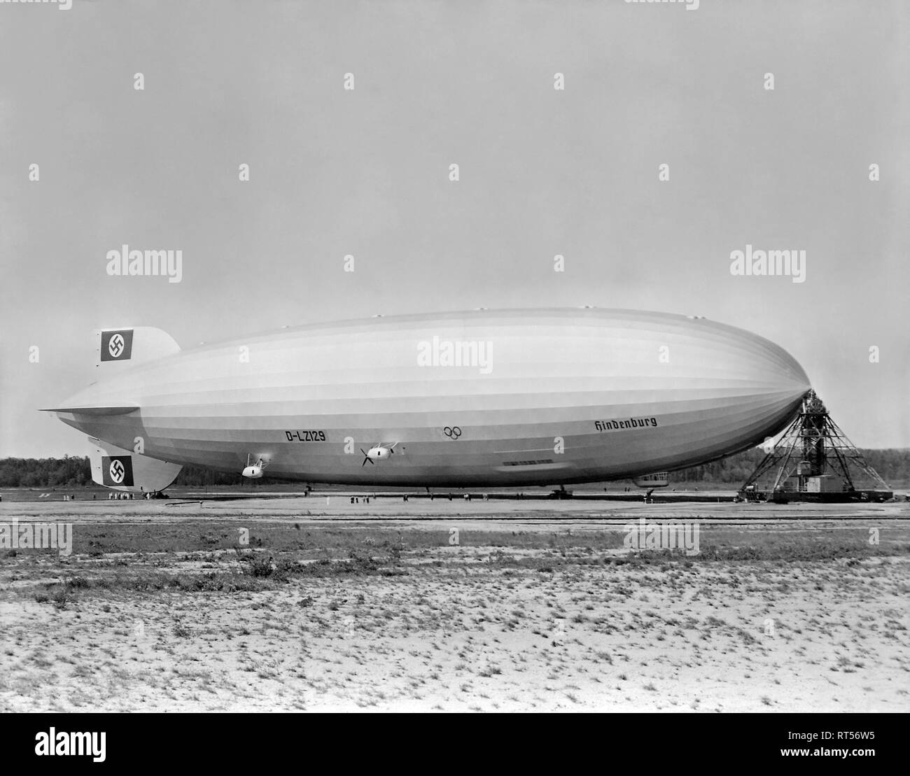 The Hindenburg airship at Lakehurst, New Jersey, 1936. Stock Photo