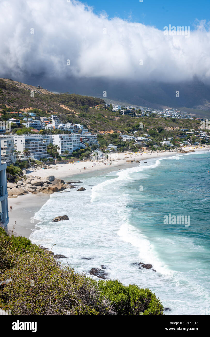Camps Bay and coastline in Cape Town, South Africa Stock Photo