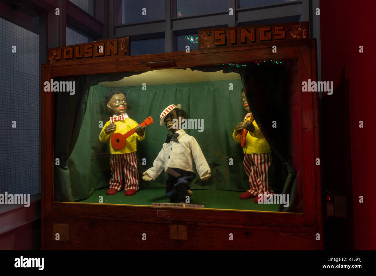 Automaton called "Jolson Sings" from early 20th Century, York Castle Museum, York, Yorkshire, UK. Stock Photo