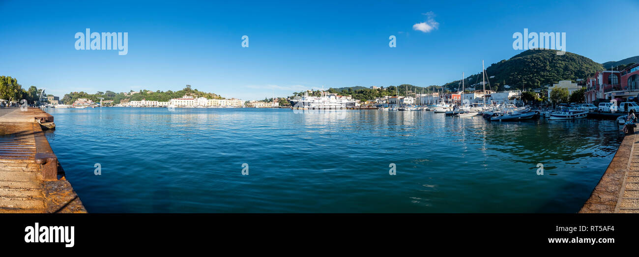 Italy, Campania, Naples, Gulf of Naples, Ischia Island, Harbour in the morning light Stock Photo