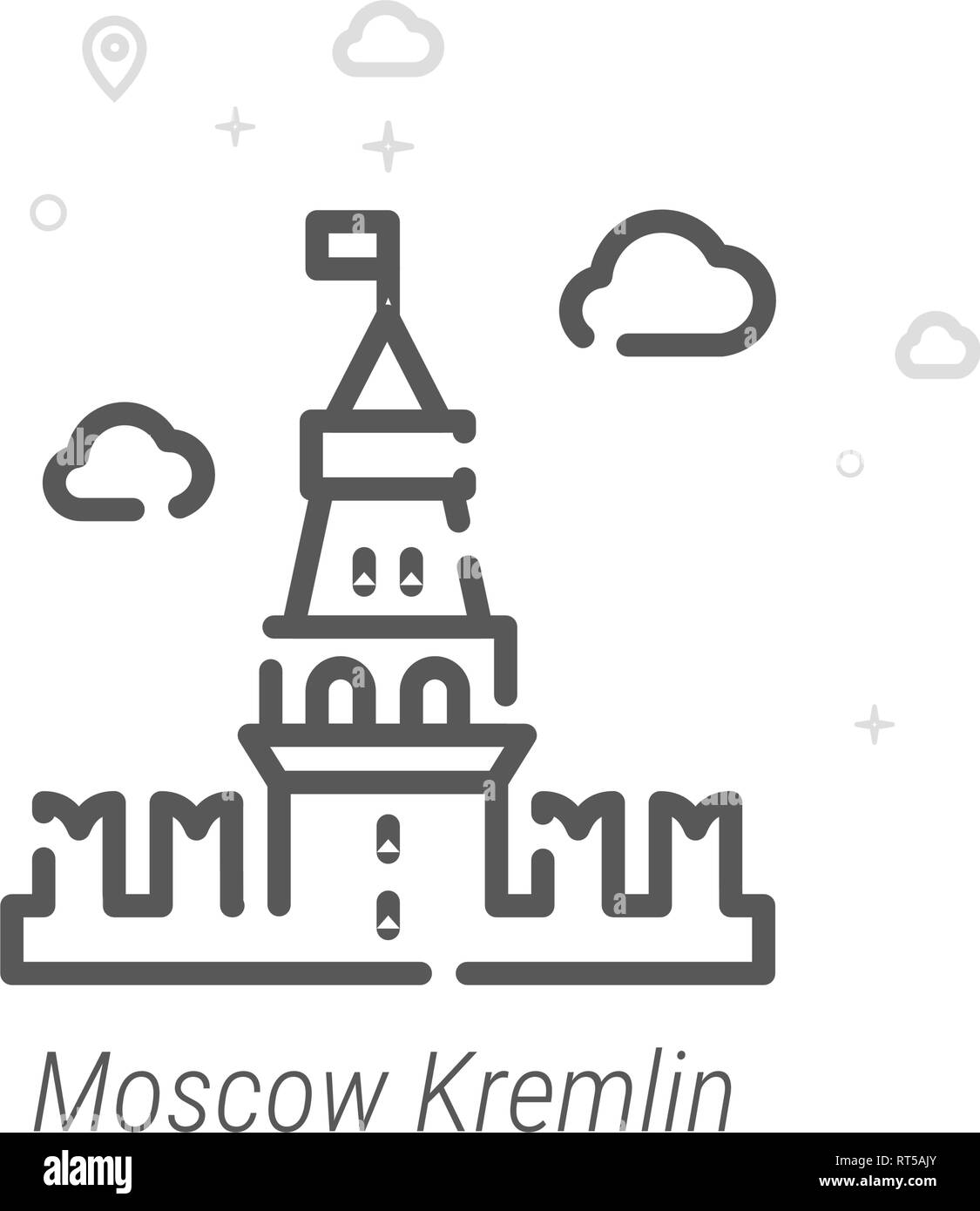 Moscow Kremlin, Russia Vector Line Icon. Historical Landmarks Symbol ...