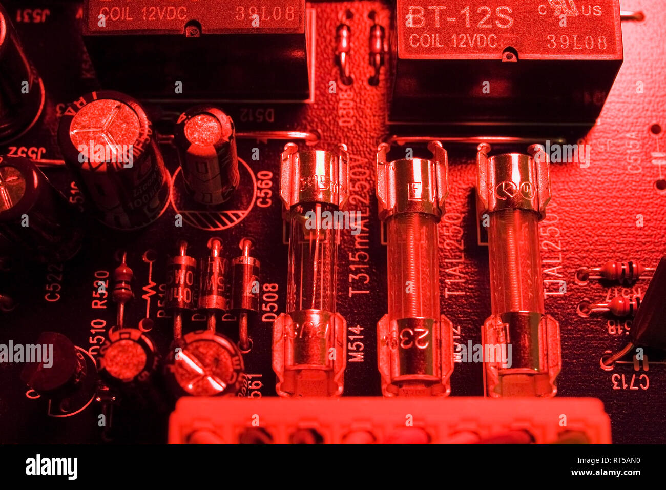 Electrical fuses and computer circuit board Stock Photo - Alamy