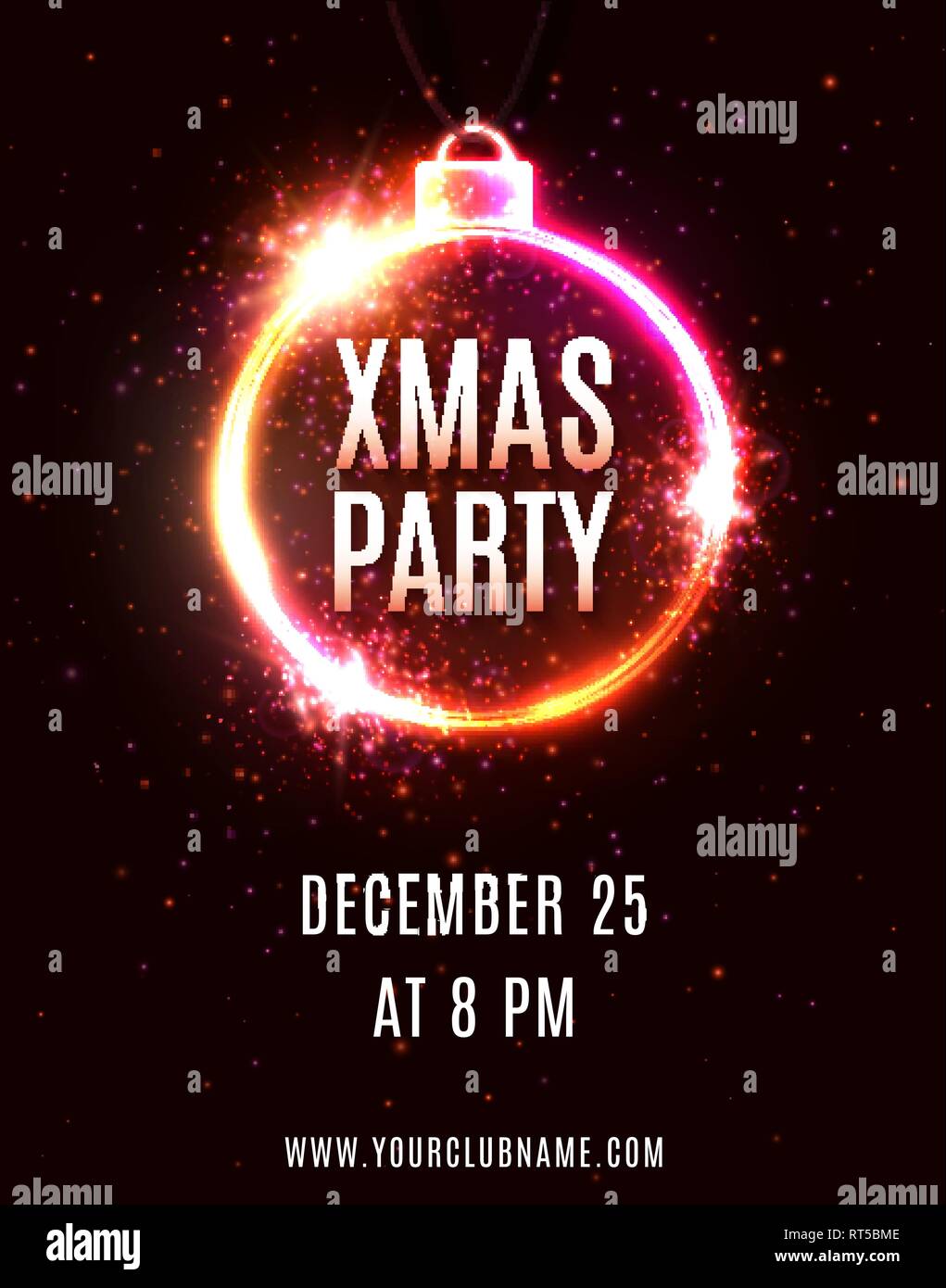 Xmas Party poster design template. Stock Vector