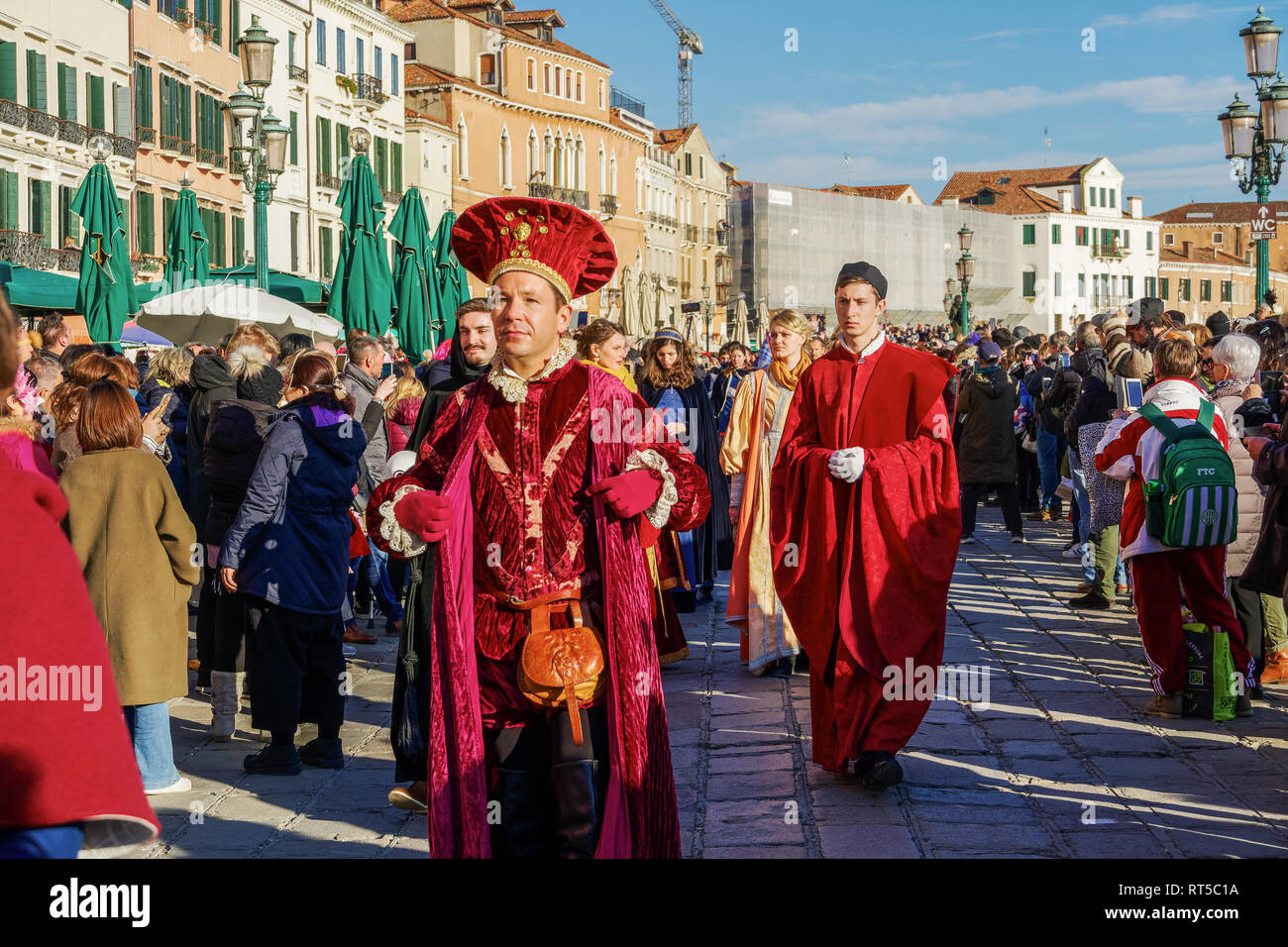 Venice, Italy Carnival celebration Festa delle Marie walking