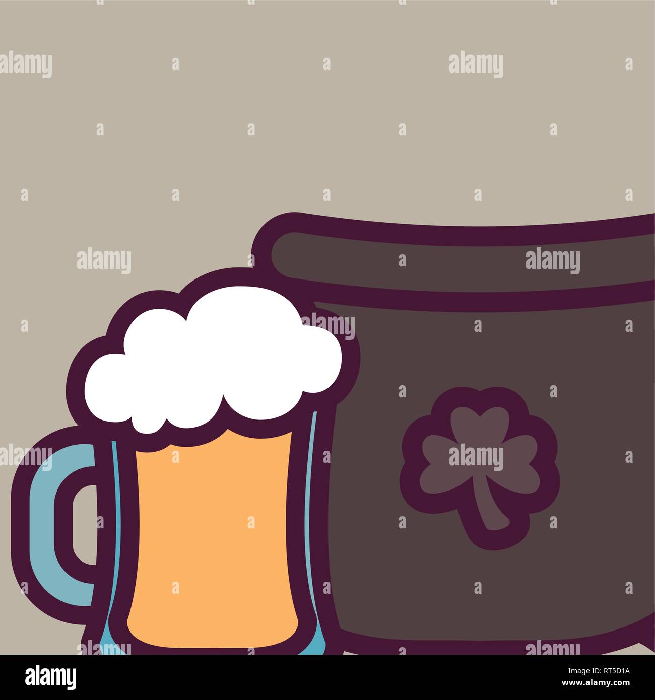 st patricks day card with cauldron and beer jar vector illustration ...
