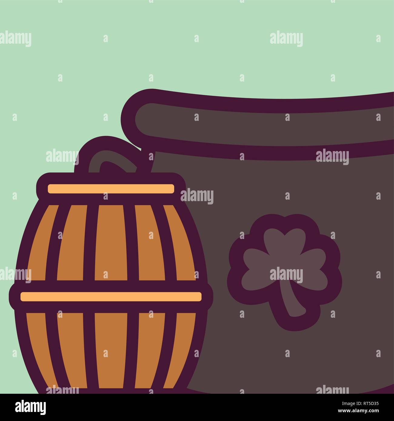 st patricks day card with cauldron and beer jar vector illustration ...