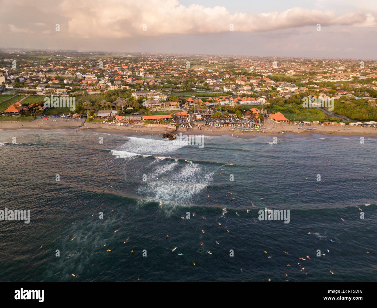 Indonesia, Bali, Canggu, Aerial view of Batu bolong beach Stock Photo